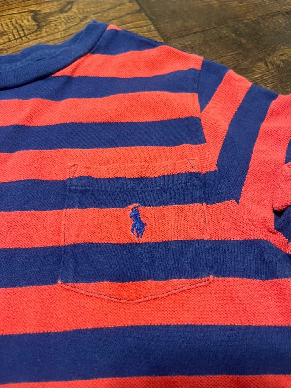 Polo by Ralph Lauren Kids Red and Navy Striped Pocket Tee